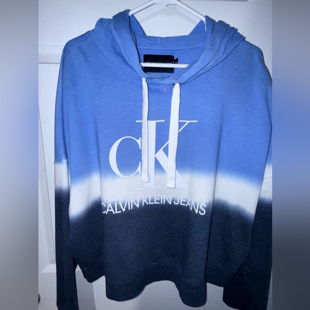 Calvin Klein Jeans Blue Ombre Crop Hoodie
